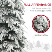 7ft Pencil Flocked Artificial Christmas Tree with 800 Branch Tips, Auto Open and Steel Base, Green