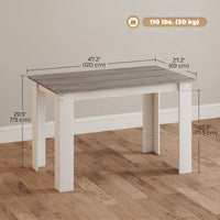 47" Kitchen Table for 4-6 People, Dining Table with Wood Effect for Dining Room, Grey