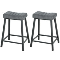 Set of 2 Bar Stools, Velvet Upholstered Counter Stools with Curved Seat and Footrest for Kitchen Island, Grey