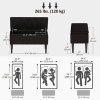 Modern Storage Bench, Ottoman with Storage and Lamb's Wool Upholstery for Living Room, Bedroom, Black
