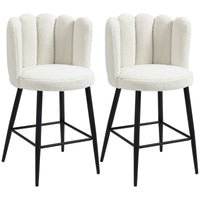 Faux Cashmere Bar Stools Set of 2 Counter Height Bar Stools with Back for Home Kitchen, 20.5"x19.7"x36.6", Cream