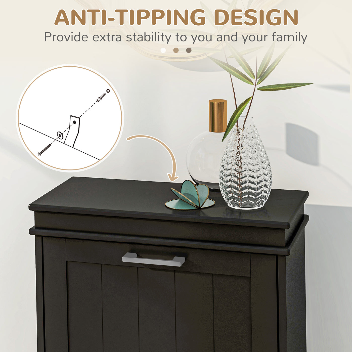 Shoe Storage Cabinet with 2 Flip Drawers and Adjustable Shelves, Narrow Shoe Cabinet for 10 Pairs of Shoes, Black