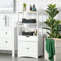 Bathroom Floor Cabinet, Free Standing Kitchen Cabinet with Shelves, Drawer and Doors, for Living Room, White