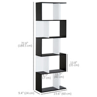 Modern Bookcase 5-Tier Display Shelf Storage Shelf Room Divider Living Room Home Office Furniture, Black