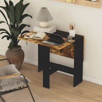 Drop Leaf Dining Table Wood Folding Table Multi-Use Side Table Dining Desk Space Saving Table, Rustic Brown and Black