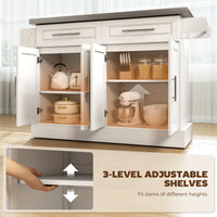 Rolling Kitchen Island with Storage and Stainless Steel Top, Kitchen Trolley with Drawers, Cabinets, Towel Rack