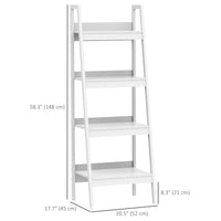 Set of 2, 4 Tier Ladder Shelf Bookcase, Multi-Use Display Rack, Storage Shelving Unit Display Stand, Flower Plant Stand, Home Office Furniture, White