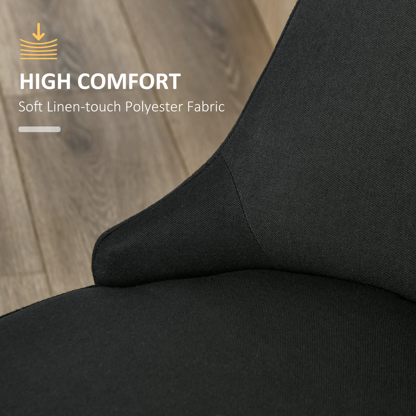 Modern Dining Chair Set of 2, Fabric Upholstered Side Chairs for Kitchen Living Room with Metal Legs, Black