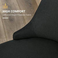 Modern Dining Chair Set of 2, Fabric Upholstered Side Chairs for Kitchen Living Room with Metal Legs, Black