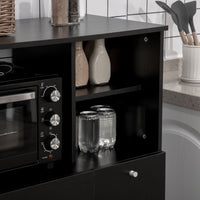Compact Kitchen Pantry Buffet Server Hutch Storage Cabinet  with Microwave Oven Stand Drawer and Shelves, Black