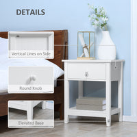 Modern Style Nightstand, Small End Table with Drawer and Storage Shelf for Bedroom, Living Room, White