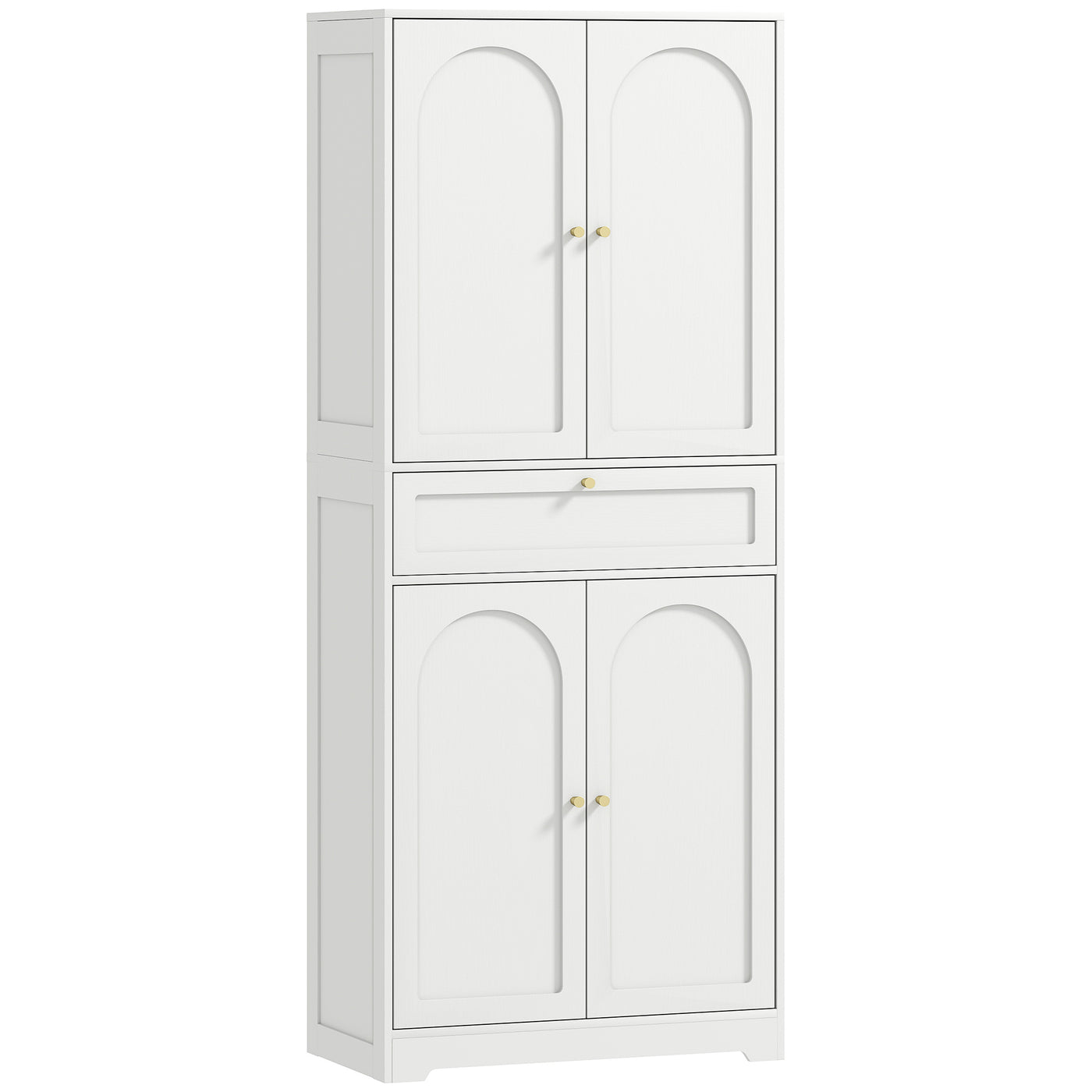 72.4" Tall Kitchen Pantry Cabinet, Modern Freestanding Storage Cabinet with Shaker Doors and Adjustable Shelves, White