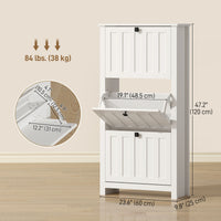 Slim Shoe Cabinet with 3 Flip Drawers, Shoe Storage Cabinet with Adjustable Shelves for Entryway, Holds 12 Pairs, White