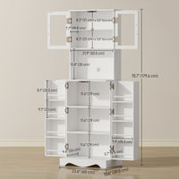71" Kitchen Pantry Cabinet, Freestanding Kitchen Hutch with 8 Door Shelves, Adjustable Shelf and Acrylic Doors, White
