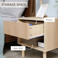 Modern Bedside Table with Drawer and Open Shelf, Sofa Side Table for Bedroom Living Room, Natural