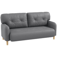 58" 2 Seat Sofa, Modern Love Seats Furniture, Upholstered 2 Seater Couch, Solid Wood Frame, Grey
