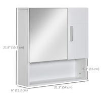 Bathroom Mirror Cabinet, Wall Mounted Medicine Cabinet with Double Doors and Adjustable Shelf, White