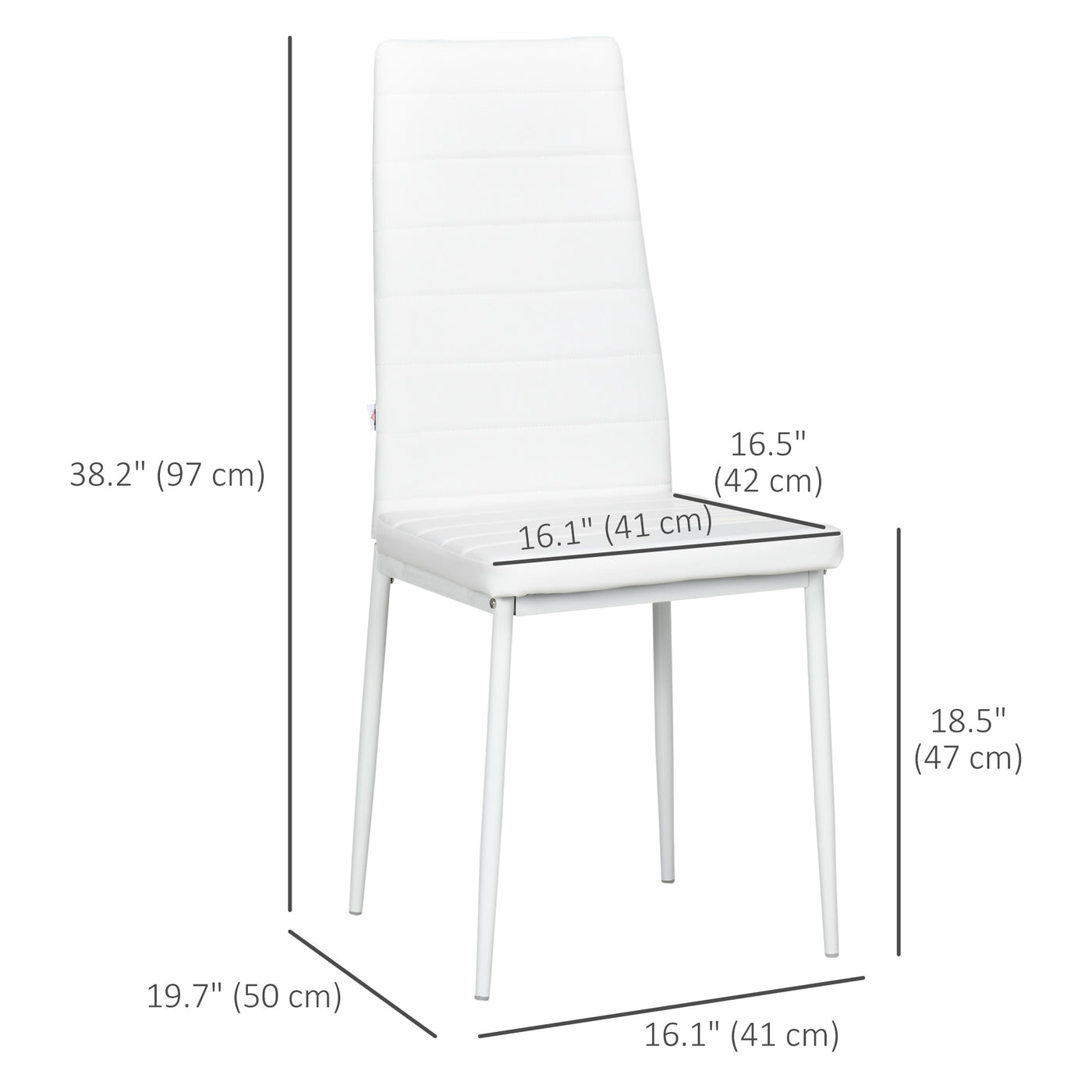 High Back Dining Chairs, Modern Upholstered PU Leather Accent Chairs with Metal Legs for Kitchen, Set of 6, White