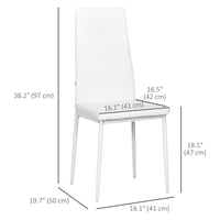 High Back Dining Chairs, Modern Upholstered PU Leather Accent Chairs with Metal Legs for Kitchen, Set of 6, White