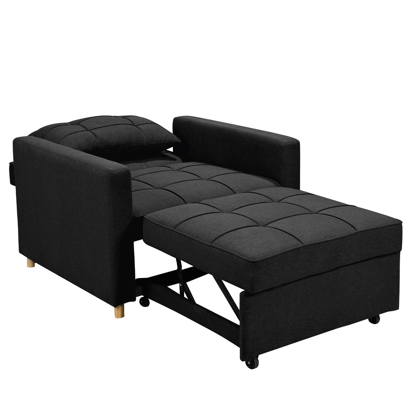 NNEDPE 3-in-1 Convertible Lounge Chair Bed by - Black-2