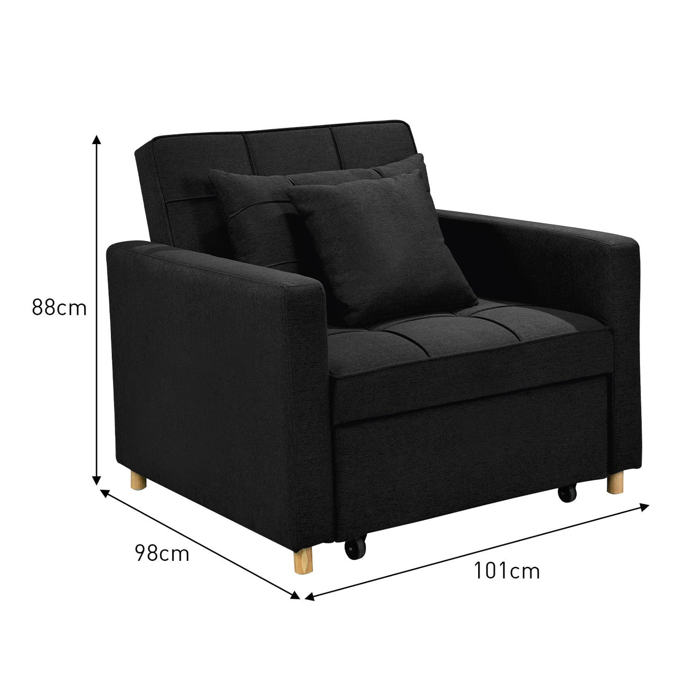 NNEDPE 3-in-1 Convertible Lounge Chair Bed by - Black-3