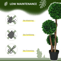 3.6ft Artificial Tree, Triple Ball Boxwood Topiary with Pot and Sandalwood Leaves, for Indoor Outdoor Home