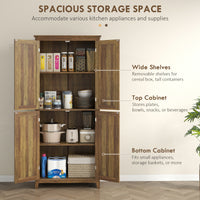 72" Freestanding Storage Cabinet, Kitchen Pantry Cabinet with Doors and Shelves for Dining Room, Brown