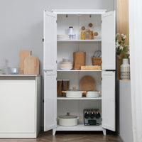 72" Freestanding Storage Cabinet, Kitchen Pantry Cabinet with Doors and Shelves for Dining Room, White