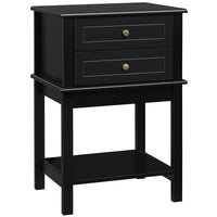 Modern Sofa Side Table, Accent End Table with Drawers and Storage Shelf, Nightstand for Bedroom Living Room, Black