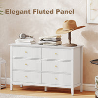 Double Chest of Drawers, Modern 6 Drawer Dresser for Bedroom, Living Room, Hallway, Closet, White