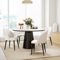 Modern Dining Chairs Set of 4, Upholstered Dining Room Chairs with Metal Legs, Shell Backrest, Padded Seat, Cream White