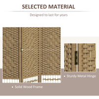 4 Panel Folding Room Divider, Portable Privacy Screen, Wave Fiber Room Partition for Home Office, Natural