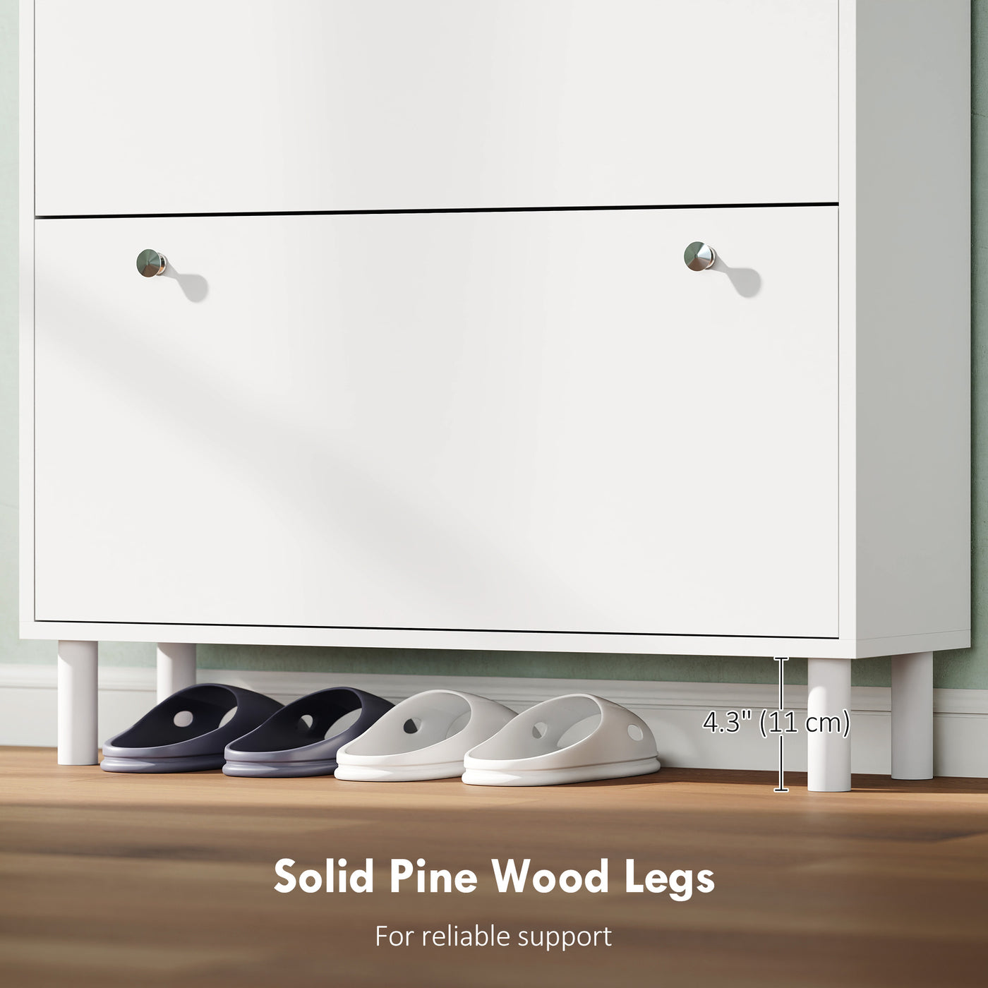 Narrow Shoe Cabinet with 4 Flip Drawers, Shoe Storage Cabinet with Adjustable Shelves, Holds 24–32 Pairs, White