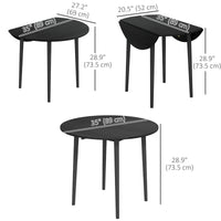 Folding Dining Table, Round Drop Leaf Kitchen Table for Small Spaces with Wood Legs, Distressed Black
