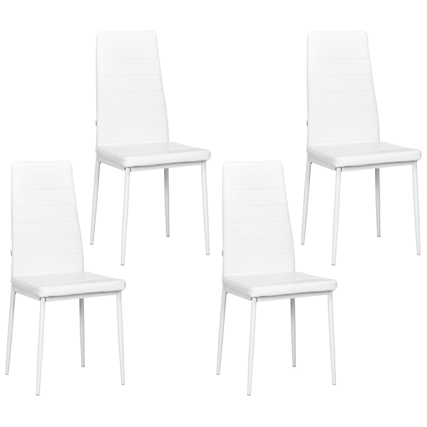 Modern Dining Chairs, Set of 4, High Back PU leather Upholstery and Metal Legs for the Living Room, Kitchen, Home Office, White