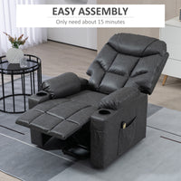 Lift Chair for Elderly, PU Leather Electric Recliner Chair with Quick Assembly, Remote, Cup Holders, Side Pockets, Grey