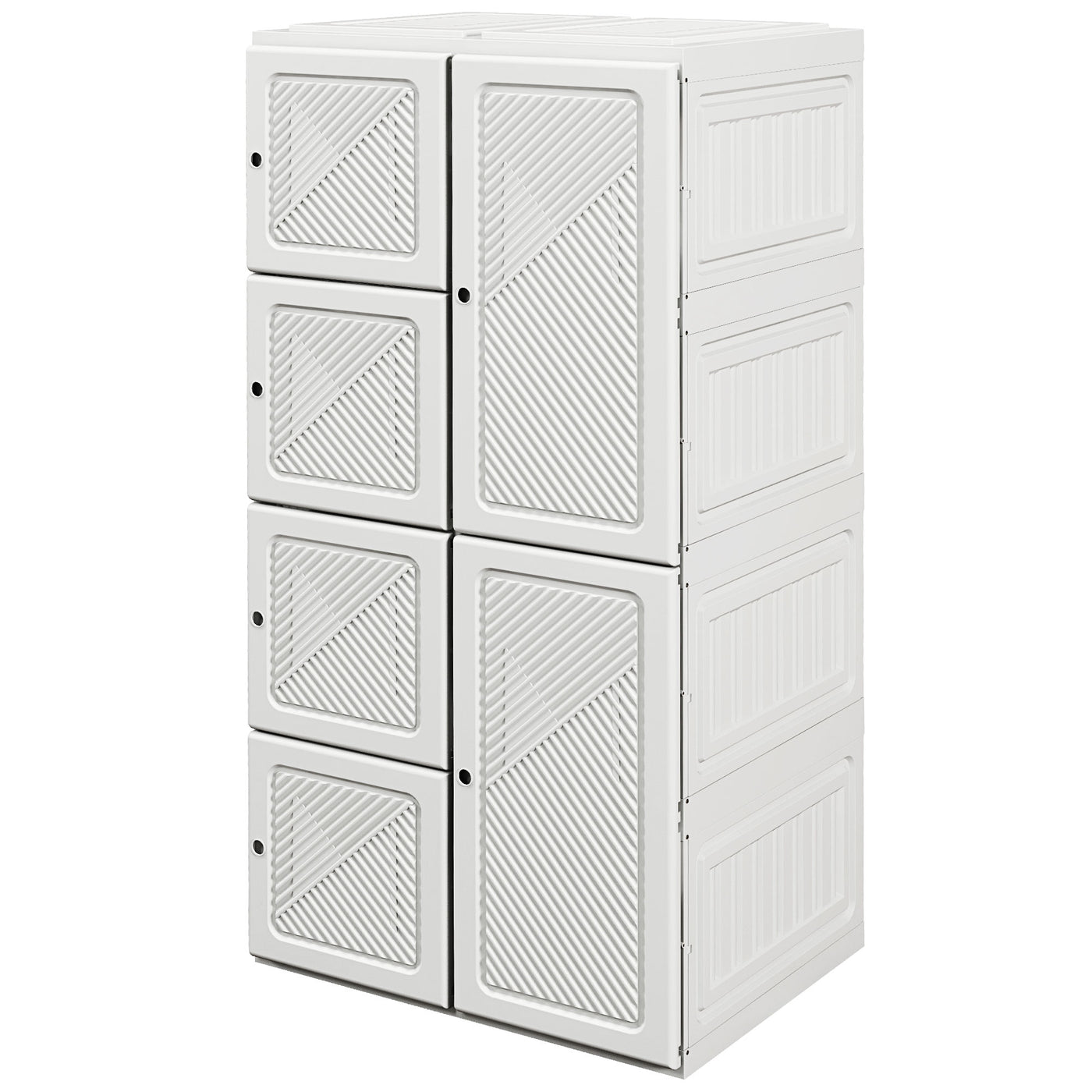 Portable Wardrobe, Foldable Storage Organzier with 8 Compartments, Magnet Doors, White