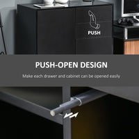High Gloss Buffet Sideboard with 2 Drawers, 2 Doors and Adjustable Shelf, Kitchen Storage Cabinet with Push Open Design, Black