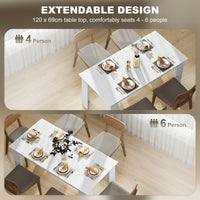 63" Kitchen Table for 4-6 People, Dining Table with Wood Effect for Dining Room, White