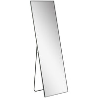 64"x20" Full Length Mirror, Floor Standing, Wall-Mounted or Leaning Against Wall Tall Mirror w/Support Frame, Rectangular Full Body Mirror for Bedroom, Living Room, Black