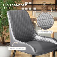 Upholstered Kitchen Chairs, Modern Dining Chairs Set of 4 with Diamond Tufting and Steel Legs for Dining Room, Grey