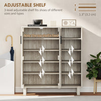 Shoe Storage with Double Doors and Open Shelves 17 Pair Shoe Storage Organizer for Entryway Hallway Light Grey
