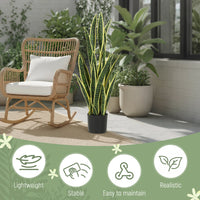 Artificial Tree, 35.4" Artificial Snake Plant with 21 Leaves in Pot for Home, Office, and Living Room, Green