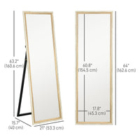 Floor Standing Mirror, Full Length Mirror, Free Standing, Leaning or Wall Mirror with Frame for Bedroom, Dark Wood Grain