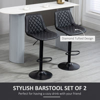 Bar Stools Set of 2, Swivel Counter Height Barstools with Back, Footrest, Adjustable Height, Black
