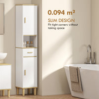 Tall Bathroom Storage Cabinet, Freestanding Bathroom Cabinet with Drawer, Adjustable Shelves, Open Compartment, White