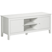 Modern TV Stand for TVs up to 55", TV Bench with Storage Cupboards and Shelves, 47.2" x 16.7" x 19.7", White