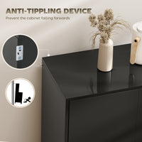 Kitchen Sideboard Storage Cabinet, Modern Coffee Bar Cabinet with Push-Open Design and 2 Drawers for Living Room, Black