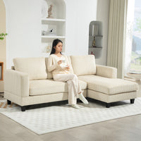 L Shaped Couch, L Shape Sofa with Chaise Lounge and Spring Cushion for Living Room, Bedroom, Beige
