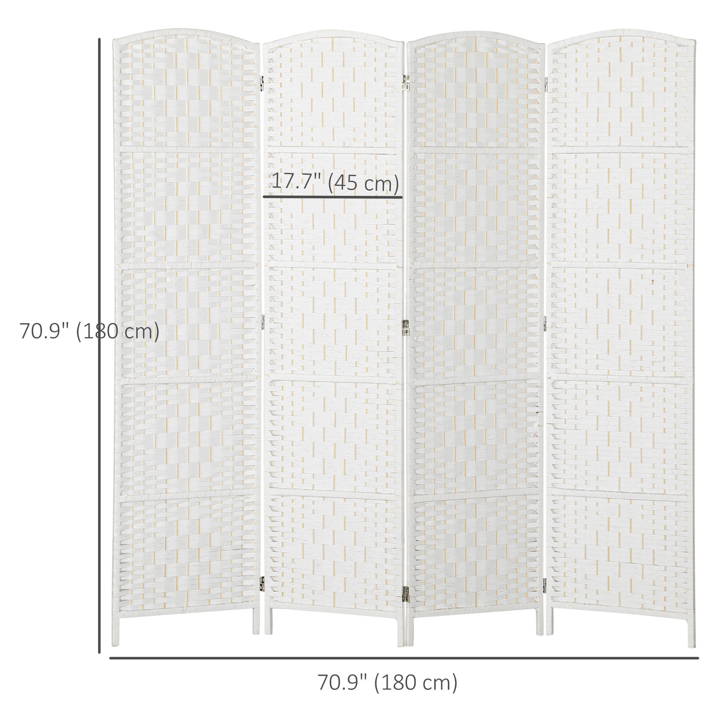 6ft Folding Room Divider, 4 Panel Wall Partition with Wooden Frame for Bedroom, Home Office, White